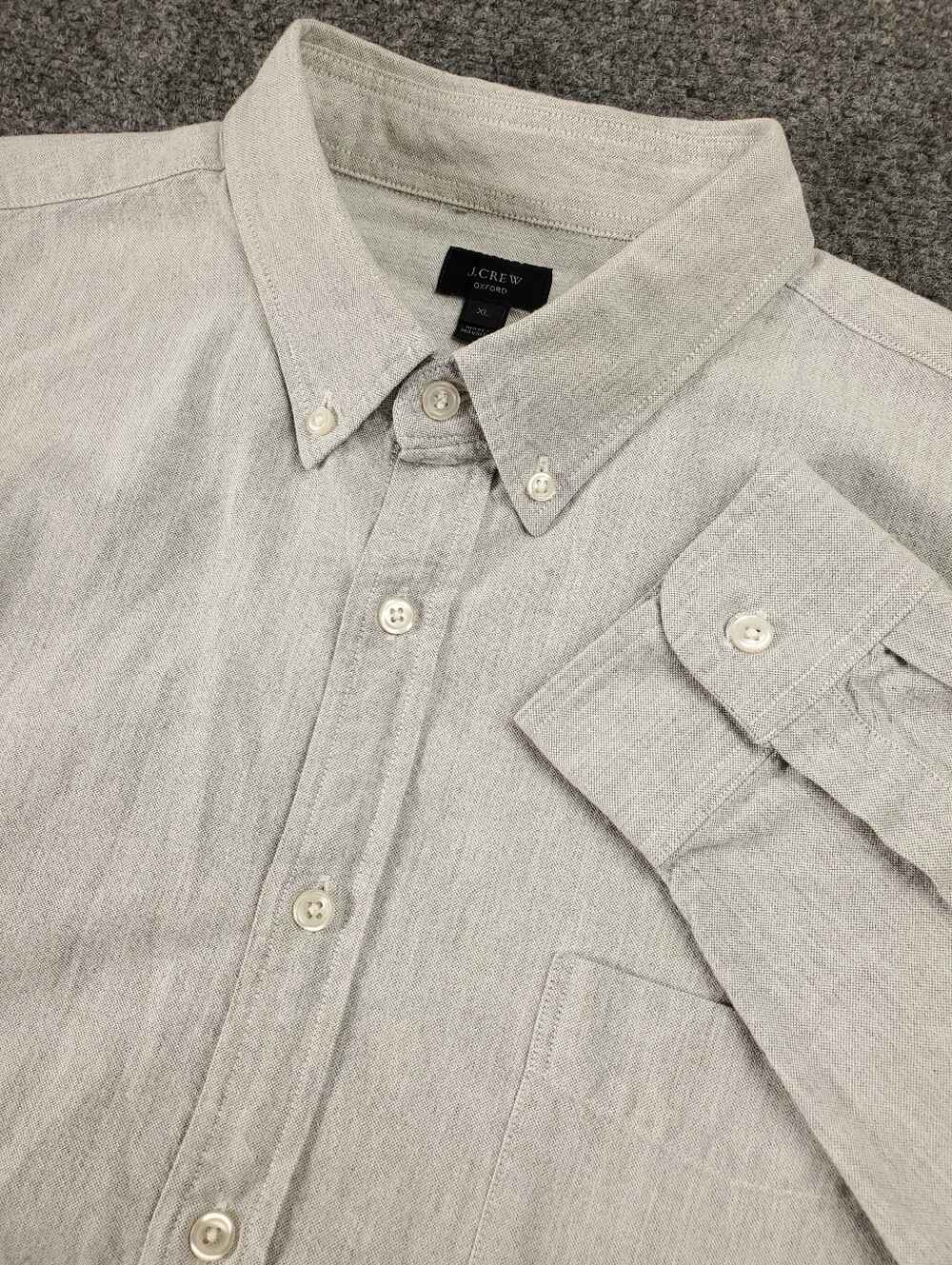 J Crew Oxford Button Down Shirt XL Heather Gray Long Sleeve Chest Pocket OCBD